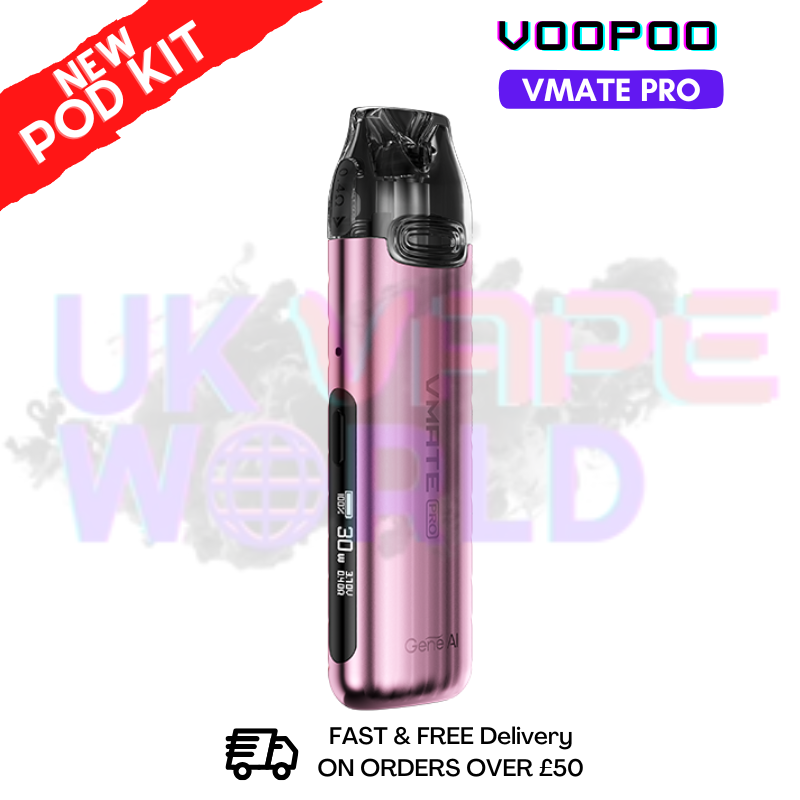Shop Pink Voopoo Vmate Pro pod Kit + Free Nicsalt - ukvapeworld
