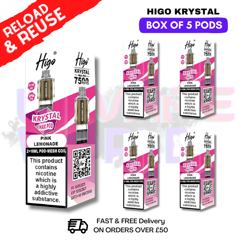 Pink Lemonade Krystal Higo Max Replacement Pods BOX OF 5 - ukvapeworld