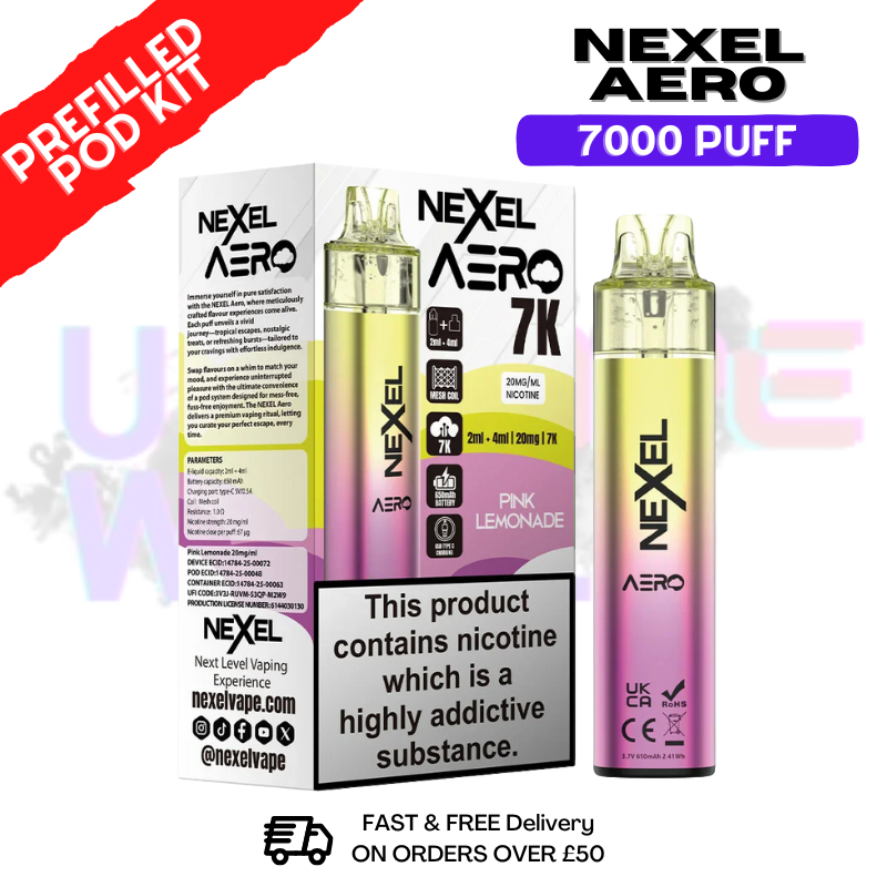 Pink Lemonade Nexel 7000 Puff Pod Kit