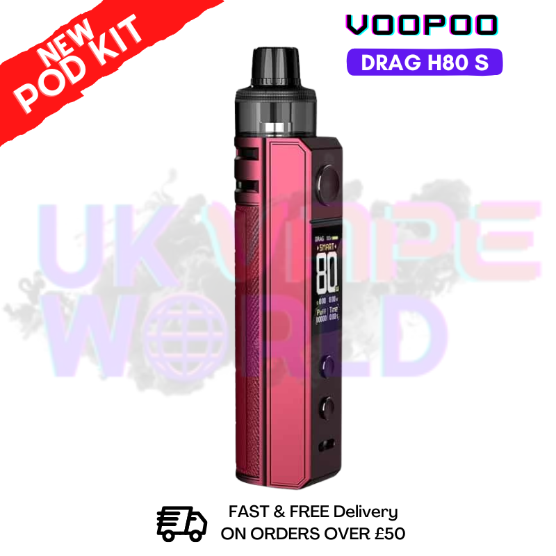 Shop Plum Red Voopoo Drag H80 s pod Kit + Free Nicsalt - ukvapeworld