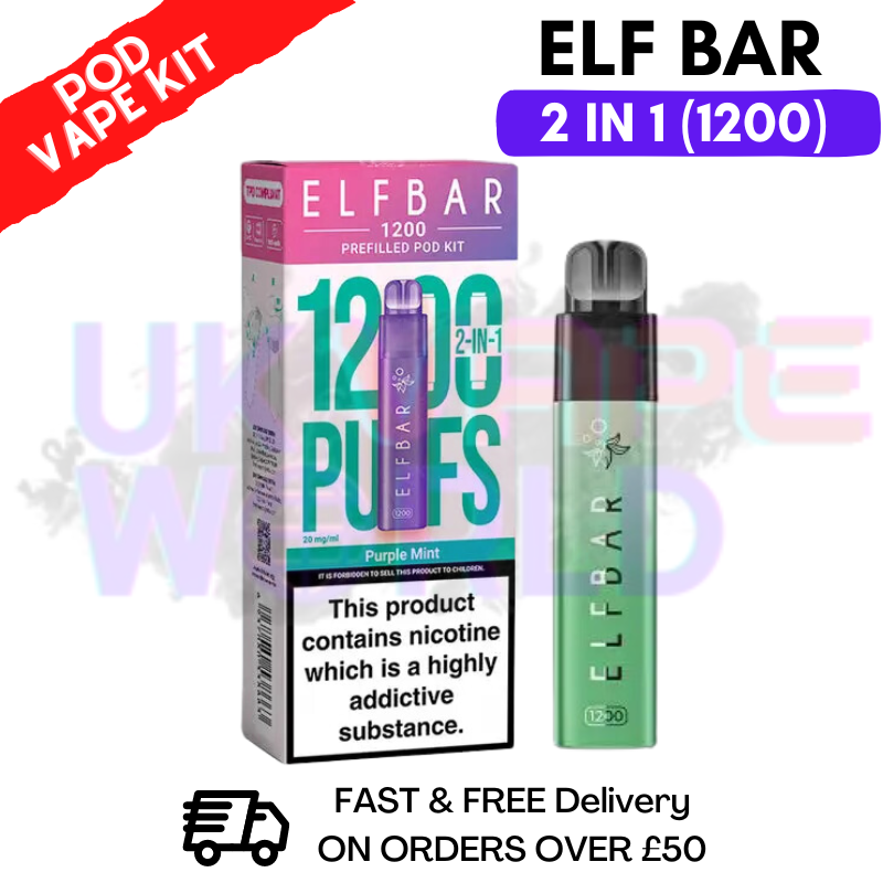 Shop Purple Mint Elf Bar 1200 Puffs Prefilled Pod Kit - UK Vape World