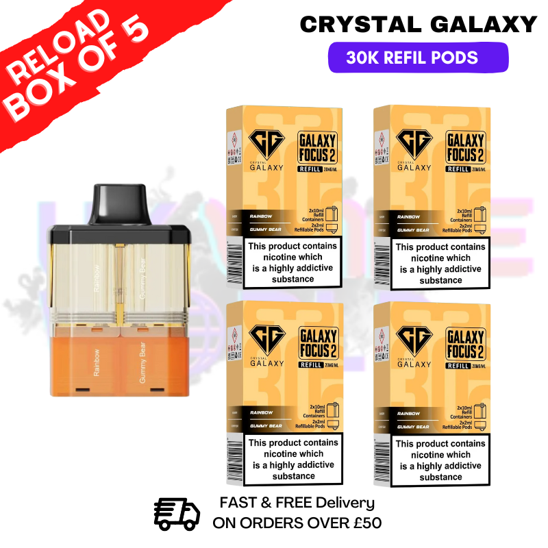 Shop Rainbow Crystal Galaxy 30K Replacement Pods Box Of 5 - Ukvapeworld