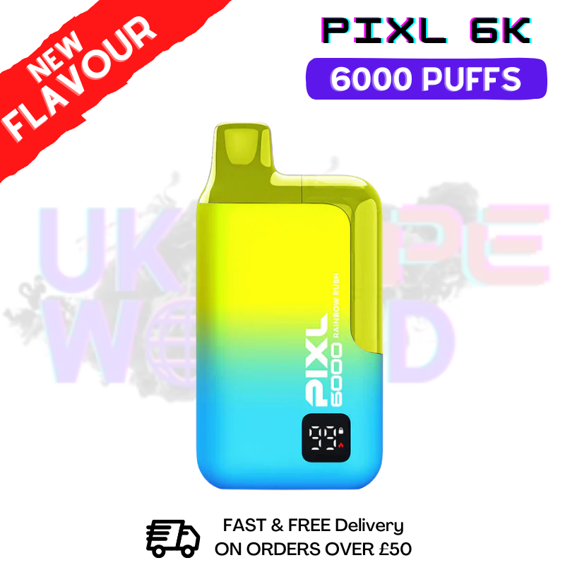 Shop Rainbow Rush Pixl 6000 6K Puff Disposable Bar - Only £9.99 - UK Vape World