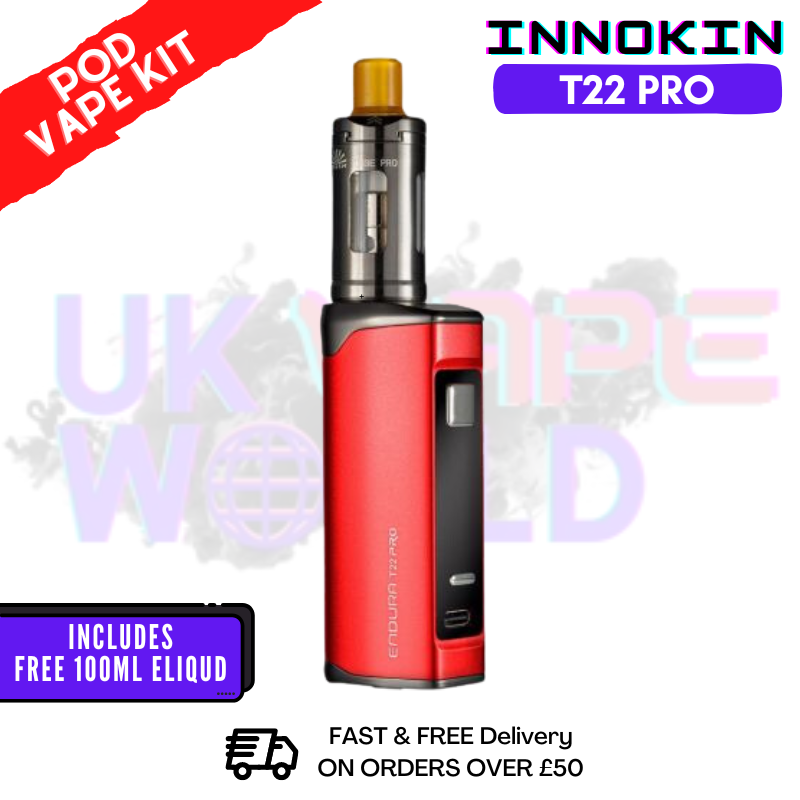 Red Innokin Endura T22 Pro Kit + FREE 100ML E Liquid Red Innokin Endura T22 Pro Kit + FREE 100ML E Liquid