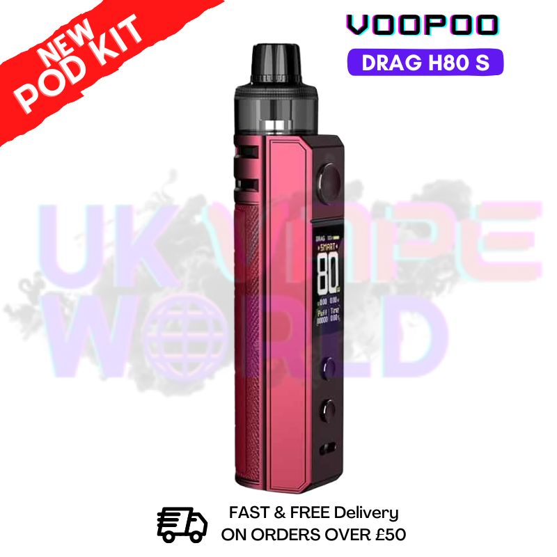 Shop Red Voopoo Drag H80 s pod Kit + Free Nicsalt - ukvapeworld