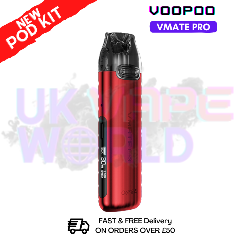 Shop Red Voopoo Vmate Pro pod Kit + Free Nicsalt - ukvapeworld