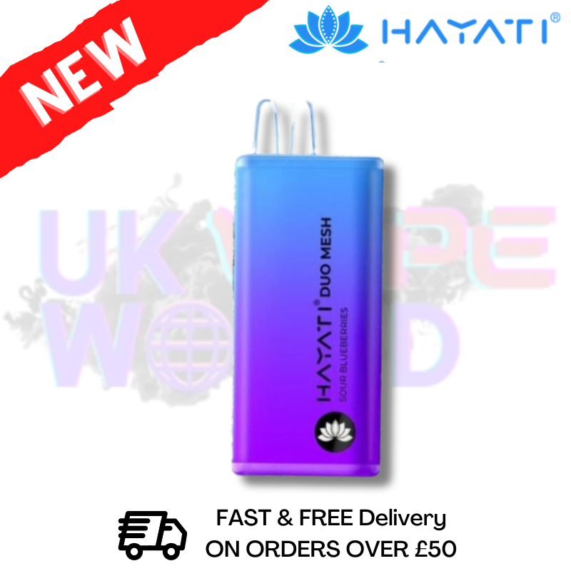 Shop Hayati Duo Mesh 7000 Sour Blueberries | Disposable Bar - UK Vape World