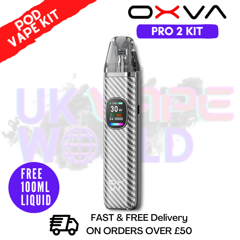 Silver Carbon Oxva Xlim Pro 2 Pod Kit + Free 100ML Liquid