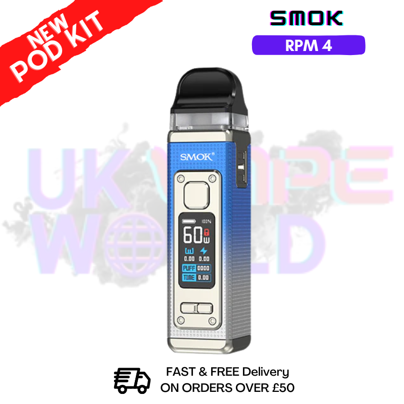 Silver Blue Smok Rpm 4 kit Pod + Free Nic Salt (PRICE £21.99) - ukvapeworld