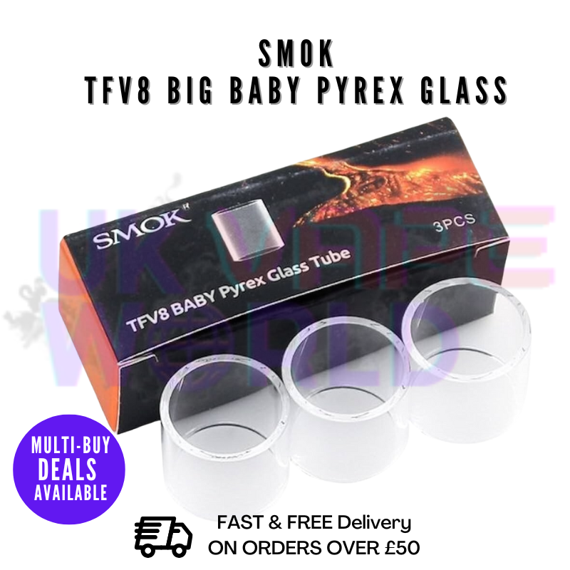 Shop Smok TFV8 Big Baby Pyrex Glass Tube [PACK OF 3] - UK Vape World