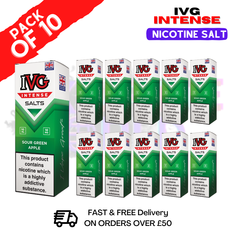 Sour Green Apple IVG Intense Nic Salt Box Of 10