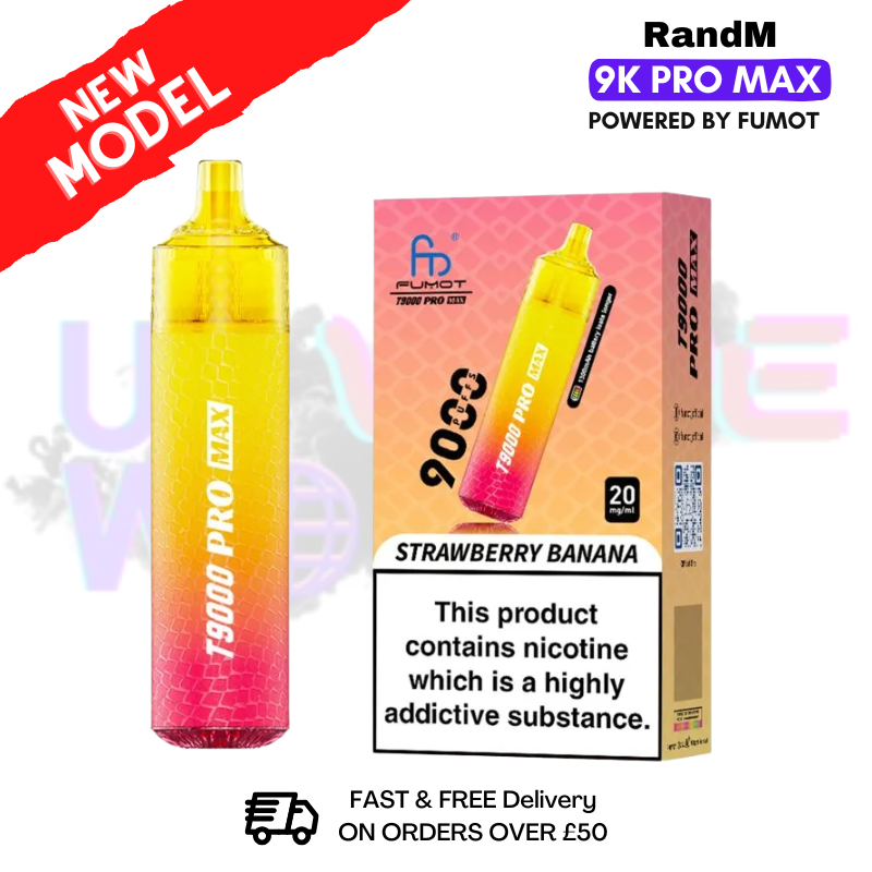 Strawberry Banana RandM T9000 Pro Max Pod Kit - ukvapeworld