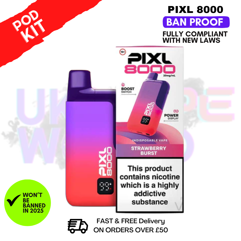 Strawberry Burst Pixl 8K 8000 Puff Pod Kit