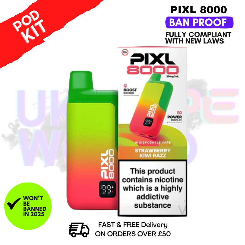 Strawberry Kiwi Razz Pixl 8K 8000 Puff Pod Kit