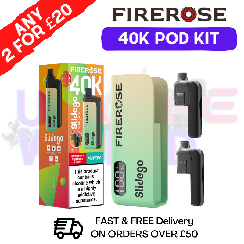 Strawberry Raspberry Cherry Firerose SlideGo 40K Prefilled Pod Kit - ukvapeworld