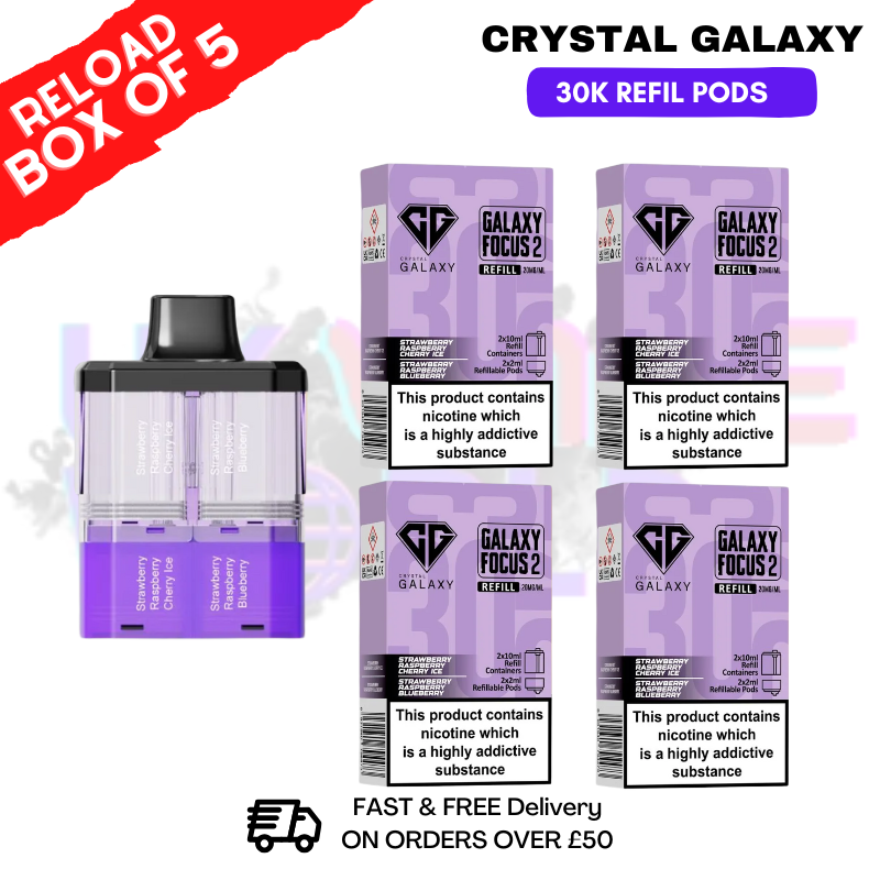 Shop Strawberry Raspberry Cherry Ice Crystal Galaxy 30K Replacement Pods Box Of 5 - Ukvapeworld