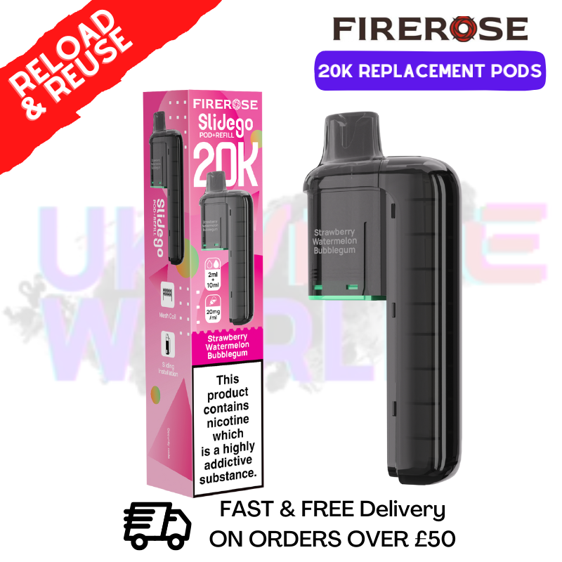 Strawberry Watermelon Bubblegum Firerose SlideGo 20K Replacement Pods - ukvapeworld
