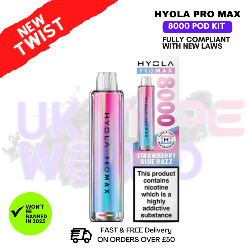 Strawberry Blue Razz Hyola Pro Max 8000 Puff Prefilled Pod Kit