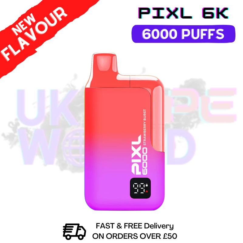 Shop Strawberry Burst Pixl 6000 6K Puff Disposable Bar - Only £9.99 - UK Vape World