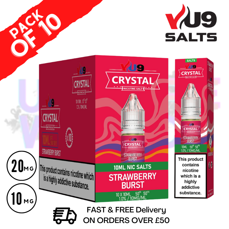 Strawberry Burst VU9 Crystal Nic Salt Box Of 10