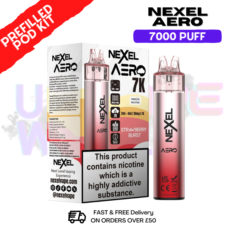 Strawberry Burst Nexel 7000 Puff Pod Kit - ukvapeworld