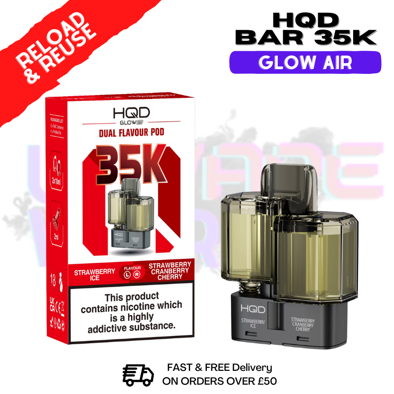 Strawberry ICE  HQD 35K Glow Air Replacement Pods - ukvapeworld