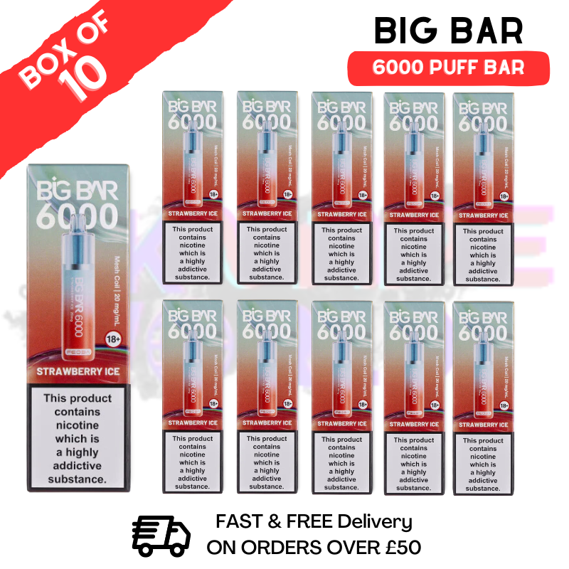 Shop Strawberry ICE Feoba Big Bar 6000 Puff 6K Box Of 10 - UK Vape World