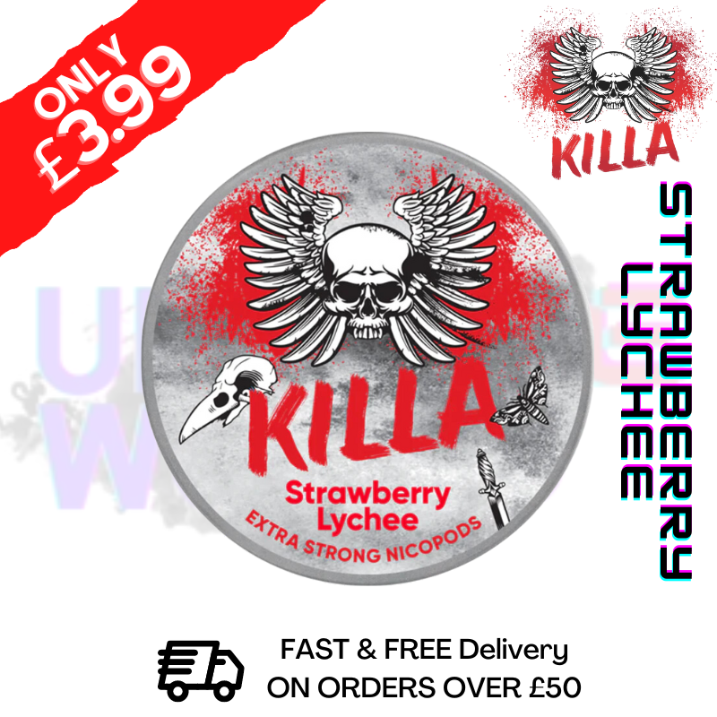 Shop Strawberry Lychee Killa Nicotine Pouches NicoPod Nic Pouch (16.5mg) - UK Vape World