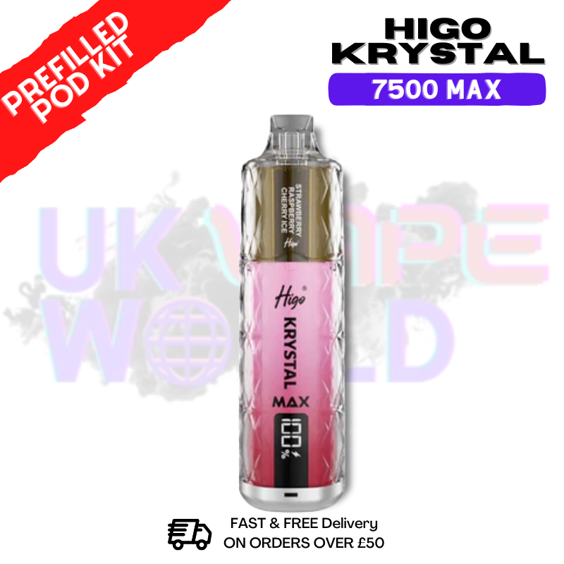 Strawberry Raspberry Cherry Ice Krystal Higo 7500 Max Prefilled Pod Kit - ukvapeworld
