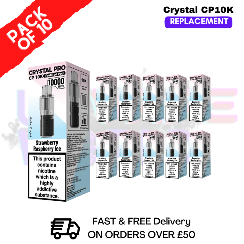 Strawberry Raspberry Ice Crystal Pro CP 10K Replacement Pods Box Of 5 - ukvapeworld