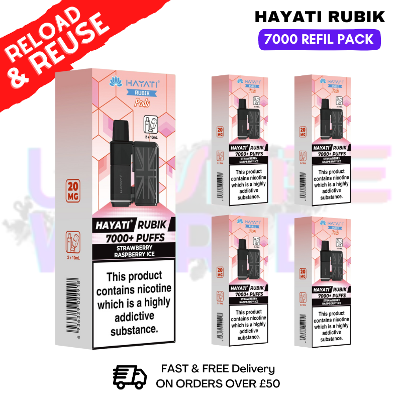 shop Strawberry Raspberry ICE Hayati Rubik 7K Replacement Pods Box Of 5 - ukvapeworld