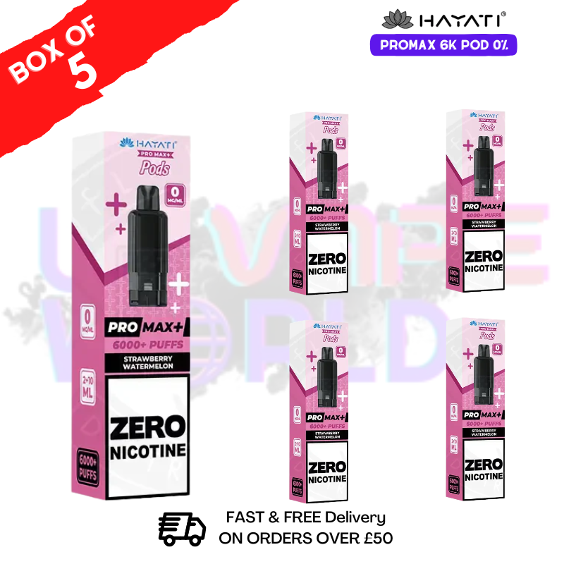 Straw Watermelon Hayati Pro Max 6000 ZERO NICOTINE Box of 5