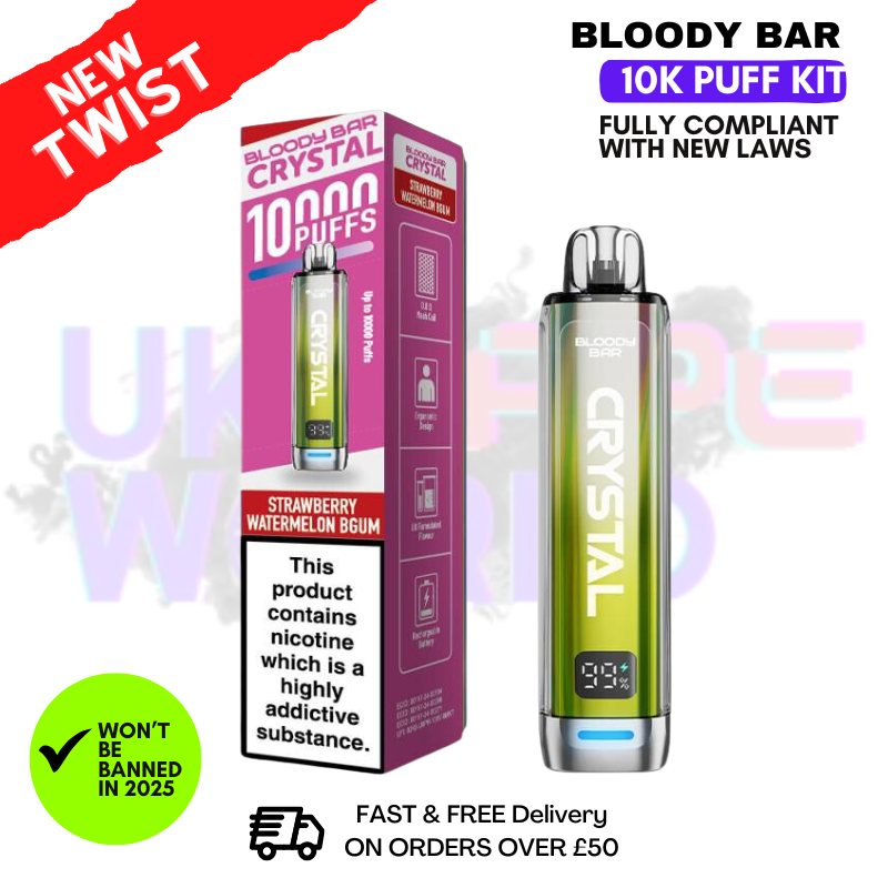 Bloody Bar Crystal Straw Water Bubble 10K Puff Pod Kit