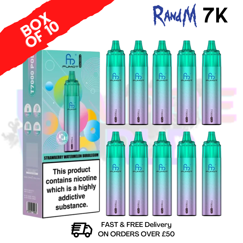 Strawberry Raspberry Bubblegum RandM 7000 Puff T7000 Box Of 10 - ukvapeworld