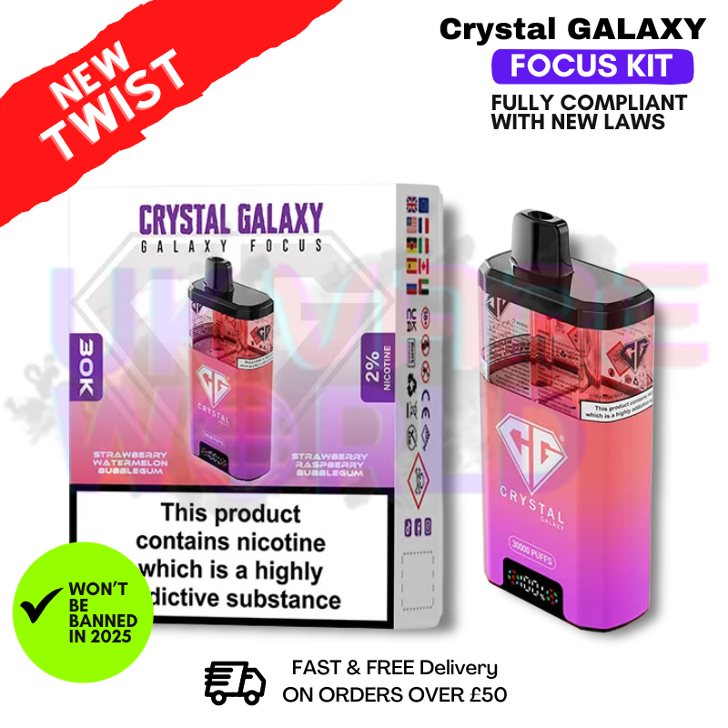 Shop Strawberry Watermelon Bubblegum Crystal Galaxy 30K Puff Kit - UK Vape World