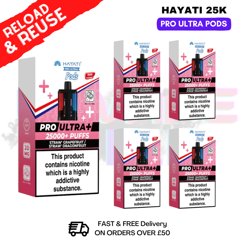 Hayati 25K Straw Grapefruit - Straw Dragonfruit Replacement Pods Box Of 5 - ukvapeworld