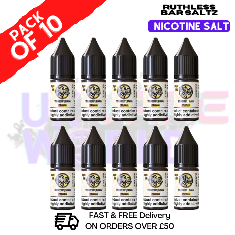 Strawnana Ruthless Nic Salt Eliquid Box Of 10-ukvapeworld