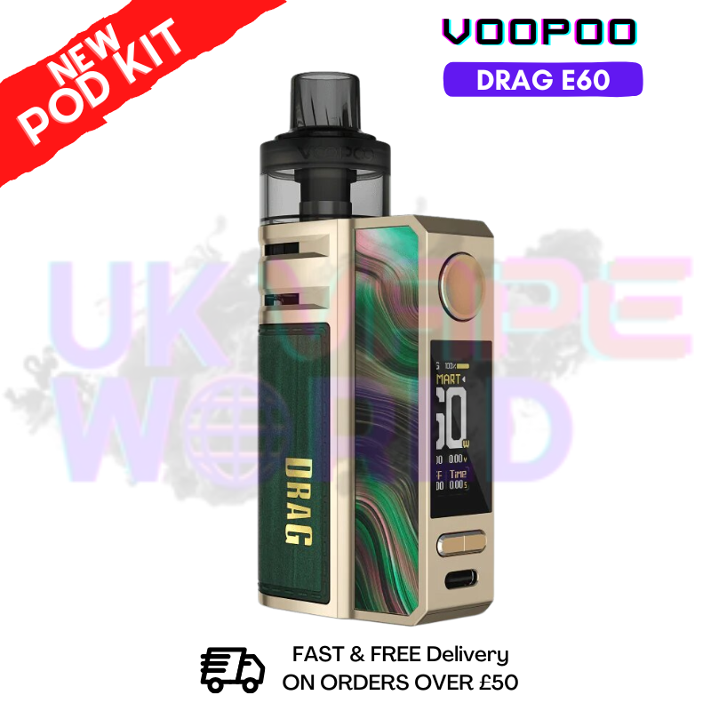 Shop Streamer Green Voopoo Drag E60 pod Kit + Free Nicsalt - ukvapeworld