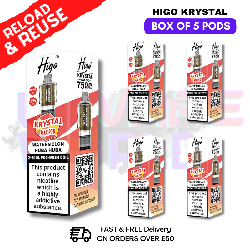 Watermelon Huba Huba Krystal Higo Max Replacement Pods BOX OF 5 - ukvapeworld