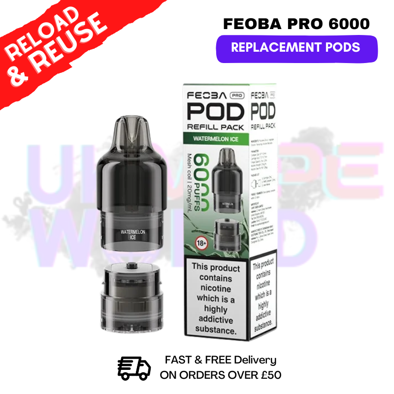 Watermelon Ice FEOBA Pro 6000 Replacement Pods - ukvapeworld