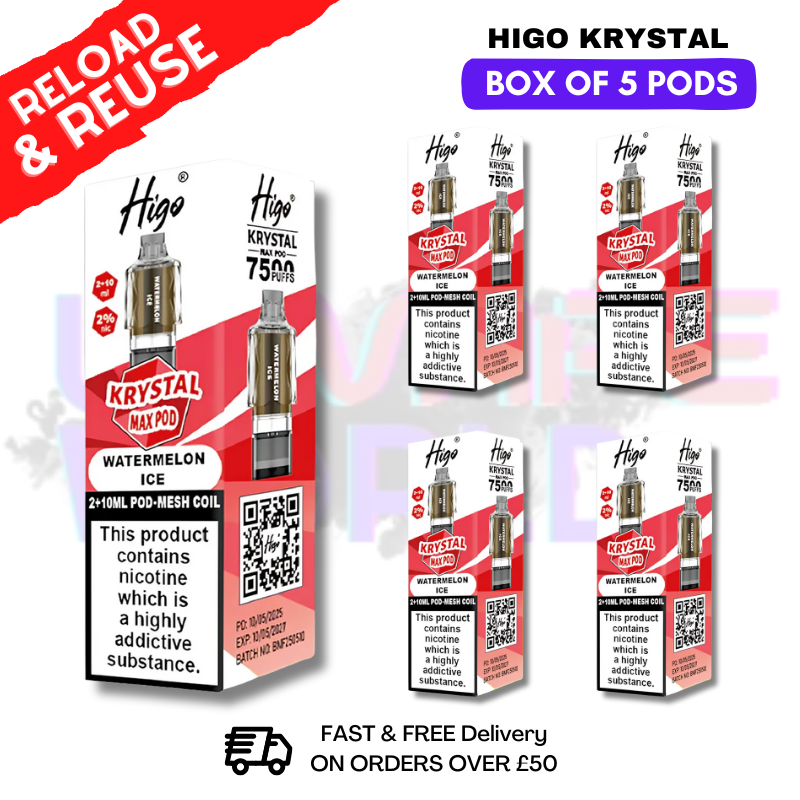 Watermelon Ice Krystal Higo Max Replacement Pods BOX OF 5 - ukvapeworld