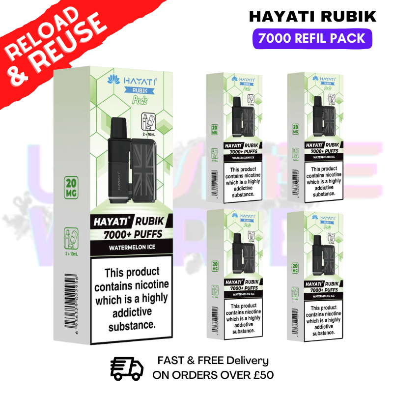 shop Watermelon ICE Hayati Rubik 7K Replacement Pods Box Of 5 - ukvapeworld