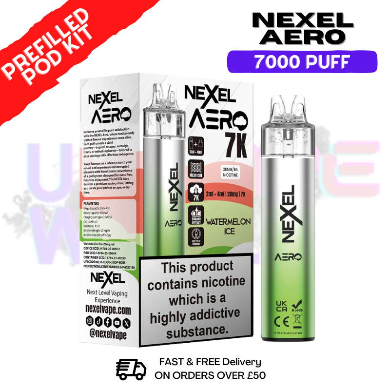 Watermelon Ice Nexel 7000 Puff Pod Kit - ukvapeworld