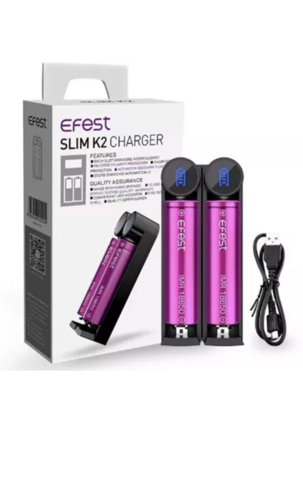 Efest Slim K2 Charger Dual Battery Charger 18650-20700-21700 - UK VAPE WORLD
