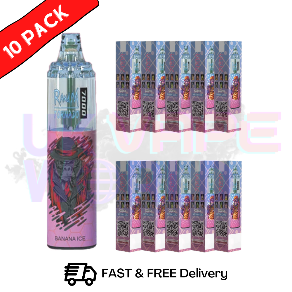 Banana Ice - Tornado 7000 Puff Bar R and M Pack Of 10 Vape Pen