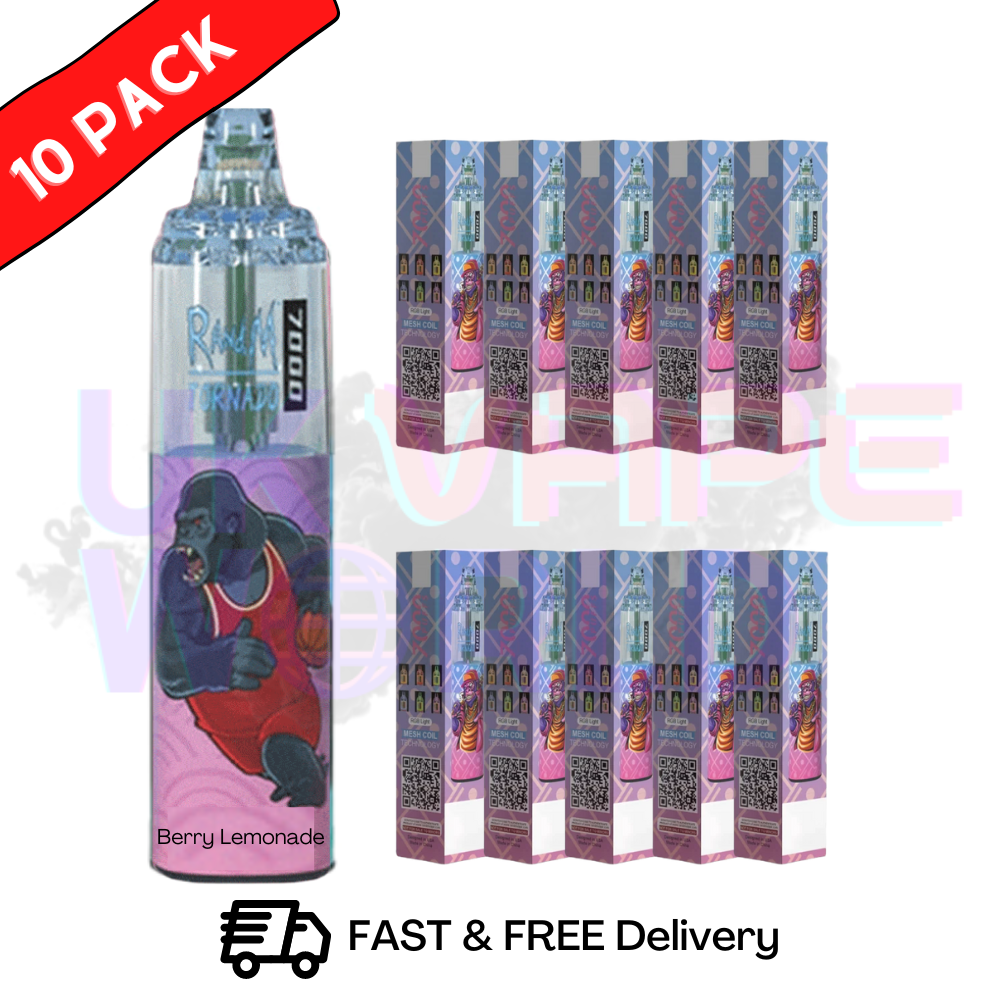 Berry Lemonade - Tornado 7000 Puff Bar R and M Pack Of 10 Vape Pen