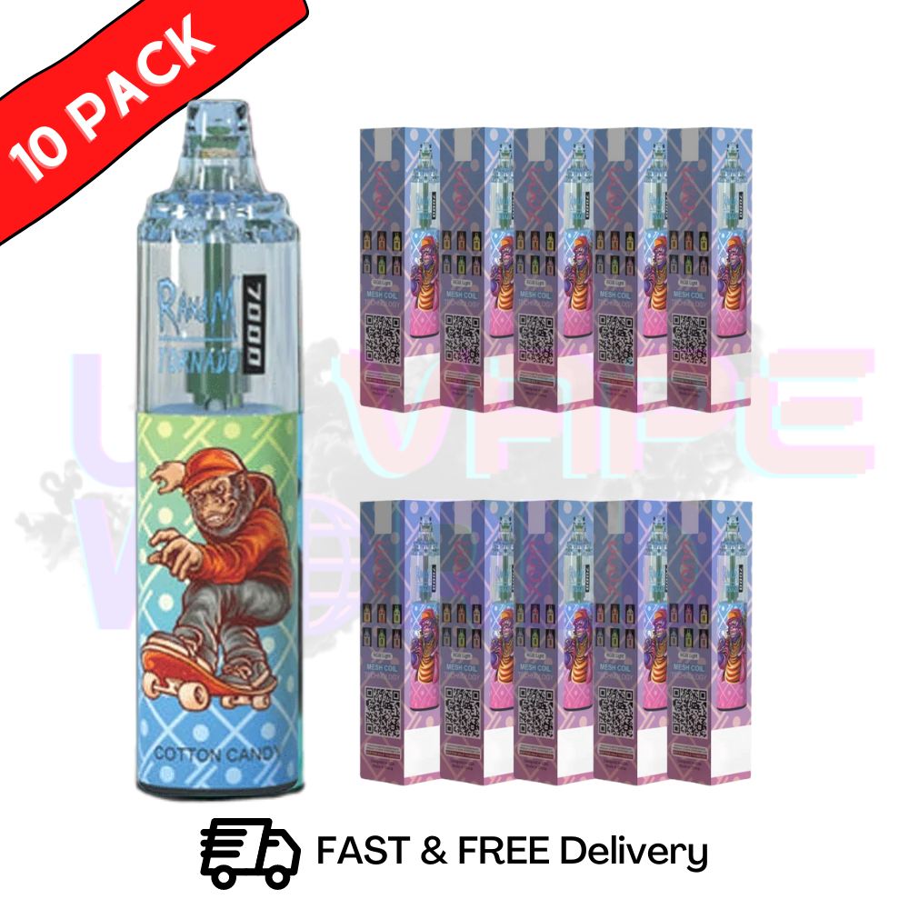 Cotton Candy - Tornado 7000 Puff Bar R and M Pack Of 10 Vape Pen