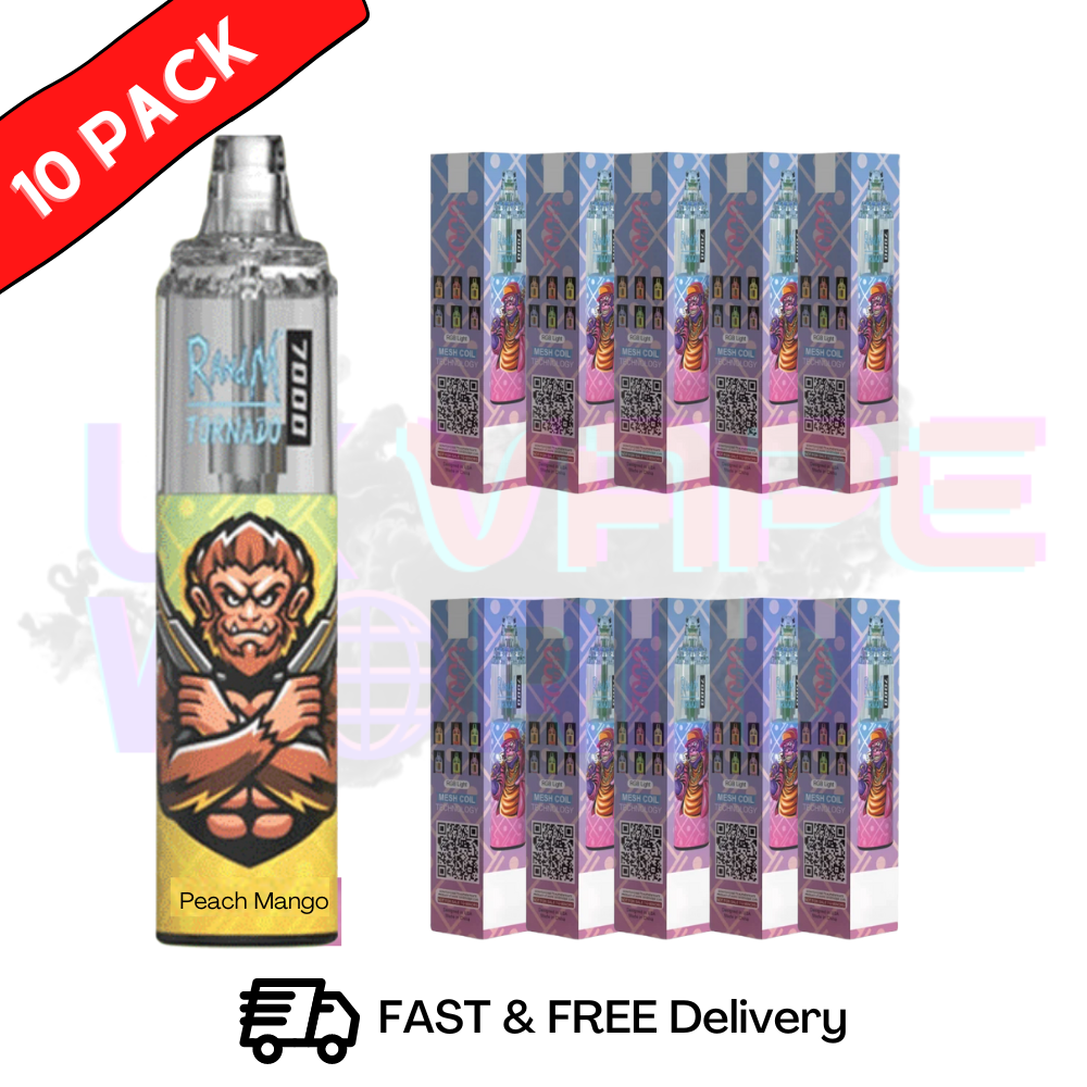 Peach Mango - Tornado 7000 Puff Bar R and M Pack Of 10 Vape Pen