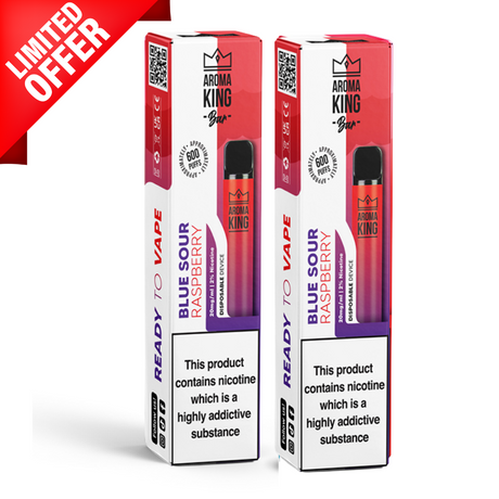 Blue Sour Raspberry By Aroma King 600 Puffs Disposable Multibuy Deals and Offers UK Vape World