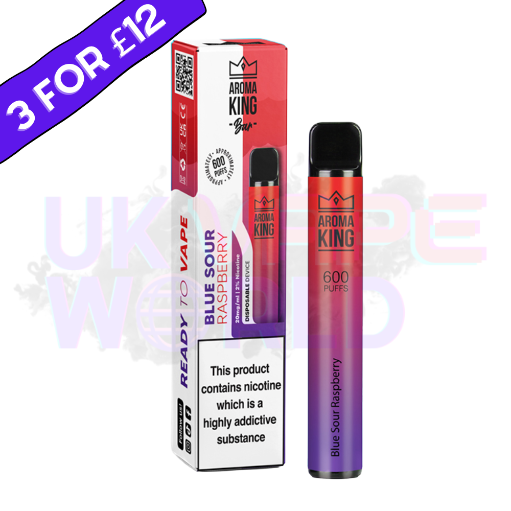 Blue Sour Raspberry By Aroma King 600 Puffs Disposable Vape Bar - UK Vape World 